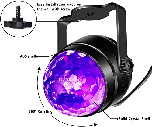 Lunsy Black Light 6W Uv Light Disco Ball Led Party Lights Sound Activated With Remote Control Dj Lighting, 7 Modes Stage Par Light For Uv Party Halloween Decorations Birthday Party Dj Bar Xmas(2 Pcs) #TOP1