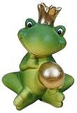 Größe: ca. 15 x 12 x 9 cm N / A sitzender Froschkönig mit Krone & Kugel 15 x 12 cm Quack Frosch Tier Figur Deko 10707