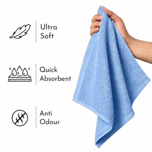 Image of HEELIUM Bamboo Face Towel | Ultra Absorbent & Odour-Free | 3X Softer Than Cotton Towels | 30 x 30 cm - 600 GSM