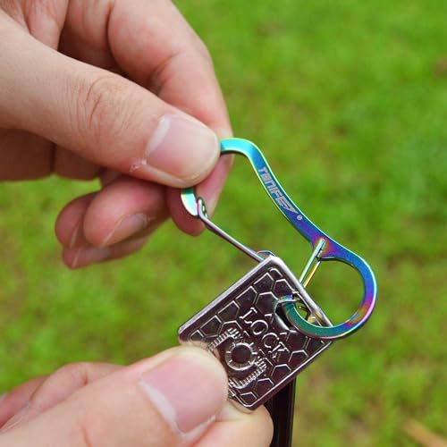 TONIFE Karabiner, Karabinerhaken aus Hochwertigem Edelstahl für Karabinerhaken Schlüsselanhänger, Snap Schnalle Feder Rucksack Verschlüsse (MT2803 Regenbogen Titan*2)