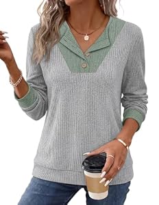 Womens Sweaters Business Casual Outfits Fall Tops Henley Teacher Shirts M | womens tops dressy casual, long sleeve shirts, fall outfits, country concert outfits for women, cowgirl, fashion clothing