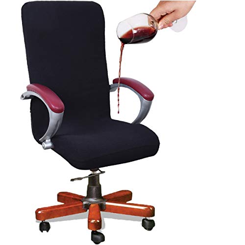 WOMACO Waterproof Office Chair Cover, Jacquard Computer Office Chair Covers Water-Repellent Universal Boss Chair Covers Modern Simplism Style High Back Chair Slipcover (Black, Large)
