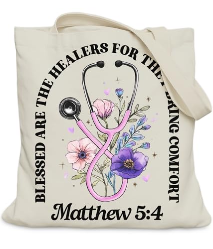 Image of Aesthetic Christian Gifts Tote Bag for Church, Religious Tote Bag for Bible Study, Medium Size with Inner Pocket