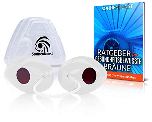 Sonnenkunst Premium Solarium Schutzbrille - Verbessertes Konzept [2026] - inkl. E-Book und Aufbewahrungsbox - UV Schutzbrille für Sonnenbaden EN170