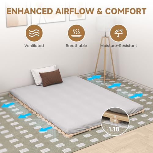 image for LILYPELLE Floor Bed Frame, Breathable Moisture-Proof Bed Plate, Foldab