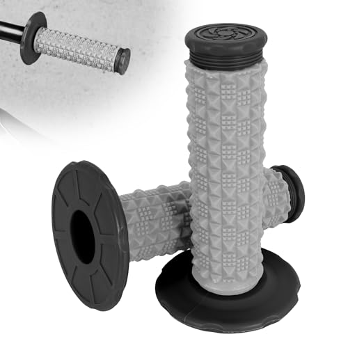 Motorcycle Grips 7/8" Handlebar Grips, Anti-Slip Rubber Grips, 22mm Left 24mm Right, Universal Fit for Dirt Bike, Motocross, Pit Bike, ATV - Black-Grey
