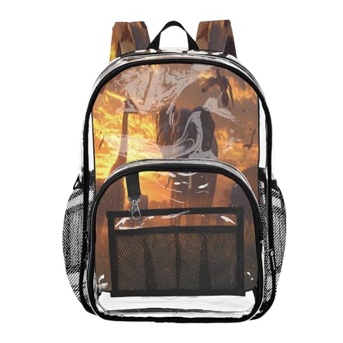 Wild Animals Clear Backpack - Stadium Approved Large 15.7-inch Waterproof Transparent Bag for Sports, Concerts, Work, Travel#401