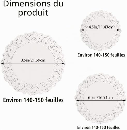 YSTrillion Dentelle Napperons Papier 150 Pièces Dentelle Napperons Papier Blanc,Napperon Rond pour Fête de Famille Ou Table De Mariage Décoration 8,5" – vue 2
