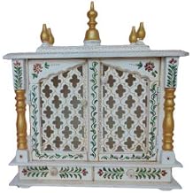 Hastha Kalalu | Puja Mandir for Home Handmade Wooden Temple I Hindu Hanging Mandir Puja I Hindu Temple I Pooja Mandir I Temple for Home with Doors
