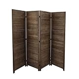 LW Collection Paravent Raumteiler 4 Paneele Holz Dunkelbraun 170x160cm - Trennwand - Stellwand Sichtschutzwand Verstellbar, Raumtrenner dekorative 4 teilig