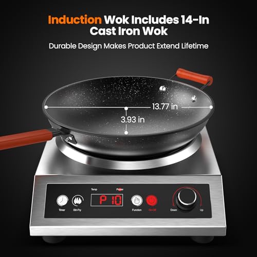 image for VEXMAECY 1800W Induction Wok,Stainless Steel Electric Wok Used For Hom