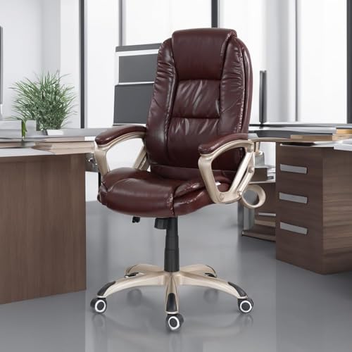 Image of Royaloak Texas American Leatherette Office Chair | High Back Support | Adjustable Height | Nylon Base | Castor Wheel | Revolving Mechanism | Ergonomic