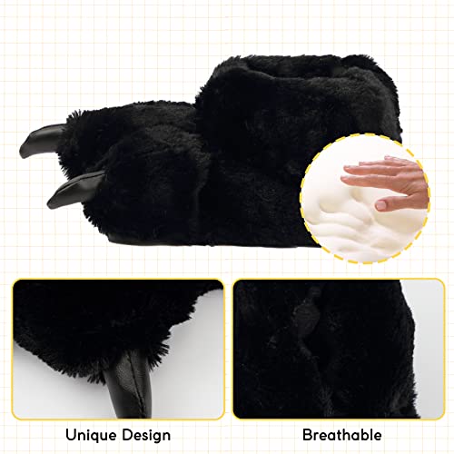 Image of Women Plush Animal Paw Slippers Funny Novelty Bear Claw Slippers Cozy Furry Warm Memory Foam Slippers Gifts for Halloween Christmas