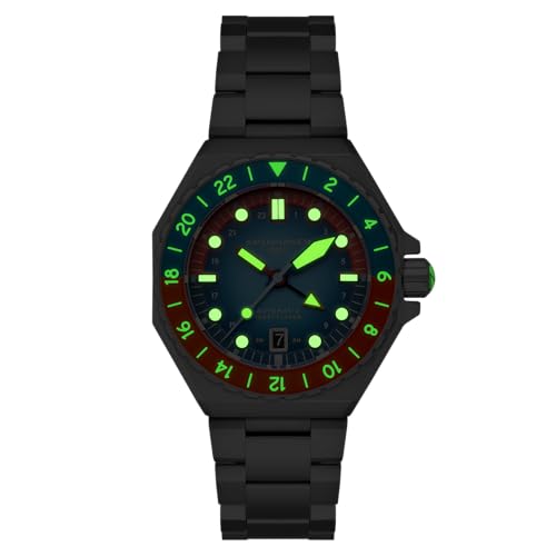 Image of Spinnaker Dumas Men's Automatic GMT Dive Watch - Seiko NH34 Movement, 44mm Stainless Steel Case, Water Resistant 300m, Stainless Steel Bracelet, SP-5119