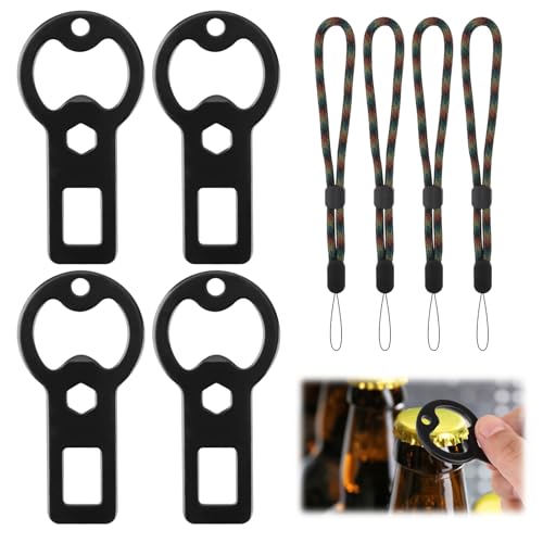 4 Pcs Durable Keychain Bottle Opener Made of Premium Metal, Portable Bottle Opener Set with Lanyards for Outdoor Travel, Beer Lovers and Everyday Carry Gifts