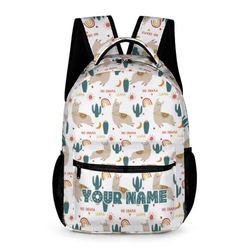 Custom Alpaca Backpack for Kids Girls Boys School, 16 Inches Cute Alpacas Theme Bookbag, Adjustable, Lightweight, Large Capacity, Colorful2