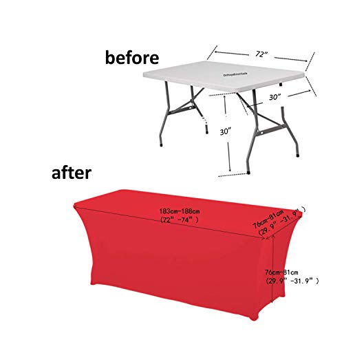 Haorui Rectangular Spandex Table Cover (6 Ft. Red) #TOP2