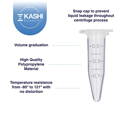image for Kashi Scientific 0.5mL Clear Snap Cap Microcentrifuge Tube with Gradua