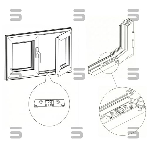 Miniatura 4 de Clip Retenedor Para Ventanas Serie Europea Cierre Central De Seguridad Para Puertas Y Ventanas Correderas De Aluminio Bloqueo De Hoja Pasiva Acabado Plata