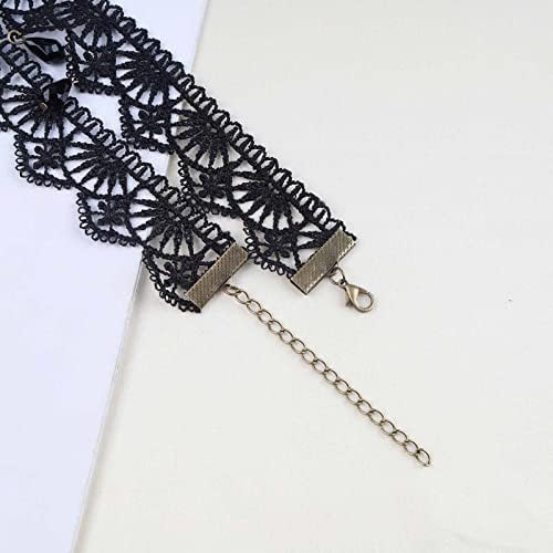 Aneneiceera Boho Rhinestone Black Lace Choker Necklace Black Teardrop Necklace Choker Gothic Droplet Crystal Collar Necklace Retro Vintage Clavicle Necklace Chain Jewelry Gifts for Women and Girls