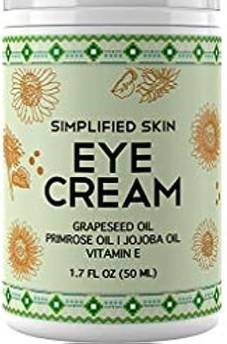 Simplified Skin Nourishing Eye Cream for Dark Circles, Fine Lines, Saggy & Puffy. Best Under & Around Eyes Moisturizing Treatment with Organic Jojoba oil, Vitamin E & Witch Hazel 1.7 oz