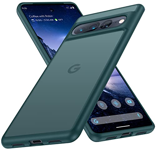 Humixx Translucent Matte for Google Pixel 7 Pro Case, [Mil-Grade Protection] [Anti-Fingerprint] Silky Hard PC Back with Non-Slip Soft TPU Edge, Airbag Shockproof Case for Pixel 7 Pro Case, Dark Green