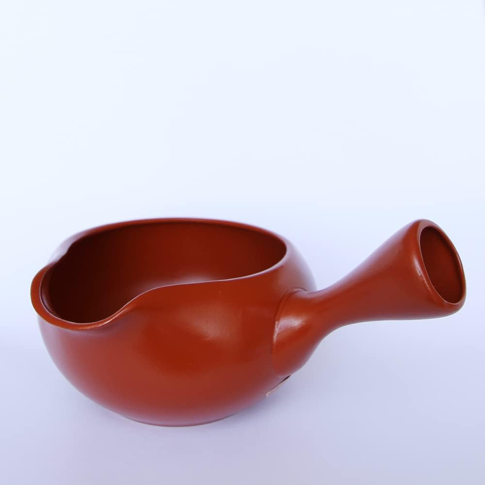 Made in Japan -Matcha bowl with spout and handle/Yuzamashi water cooler for green tea -Red Brown | Japanese Tea KIMIKURA