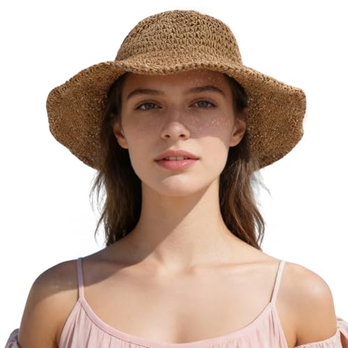 Sombreros playeros de paja para mujer con ala ancha