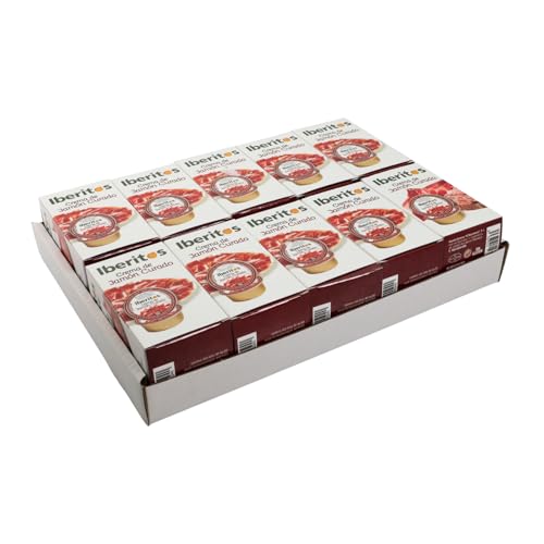 Iberitos - Crema de Jamón Curado - Ideal para Untar Tostadas, Pan y Crackers - Ingredientes Selectos - Sin Gluten - Producto Fabricado en España - 50 Monodosis de 23 Gramos