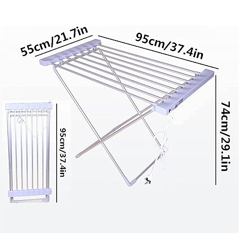 Jrcfnss Electric Clothes Dryer, Heated Clothes Drying Rack Heated Clothes Dryer with 8 Heated Bars, Folding Energy-Efficient Indoor Airer Wet Laundry Drying Rack - Image 3