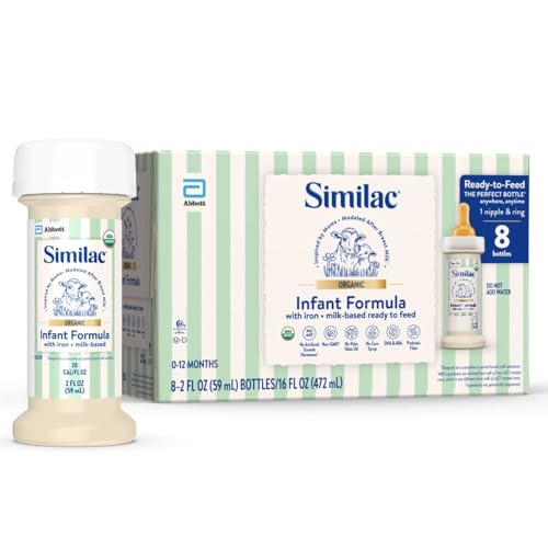Similac Organic Infant Formula, Easy to Digest, USDA-Certified Organic, Ready to Feed, 2-fl-oz Bottle, Pack of 8