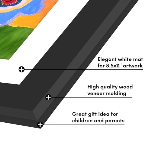 Americanflat Kids Artwork Frame Changeable (Black) - Magnetic Door Holds 100 Art Pieces - 8.5x11 Letter Size Display with Mat or 10x12.5 Without Mat - My Mini Masterpiece by Americanflat - Image 6