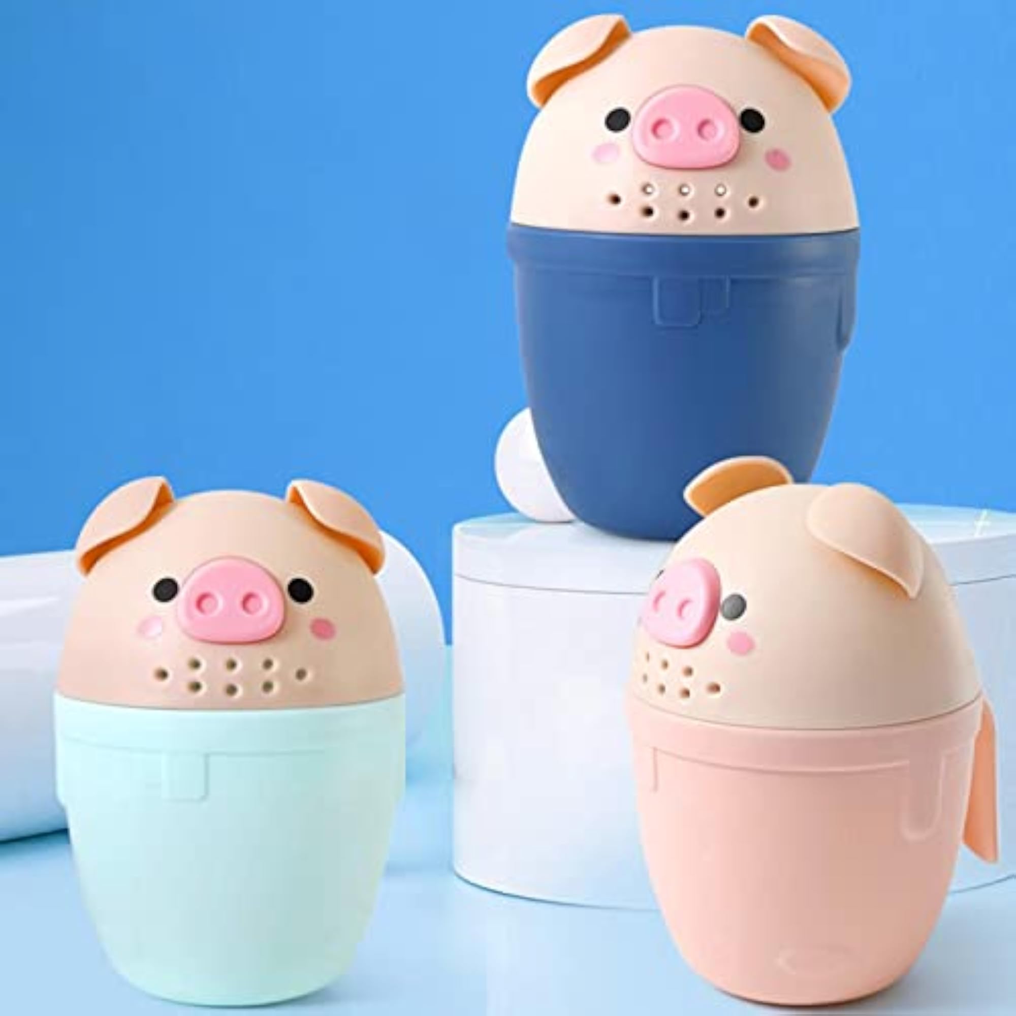 Cute Shampoo Rinse Cup Bathroom Accessory, Cartoon Pig Shape