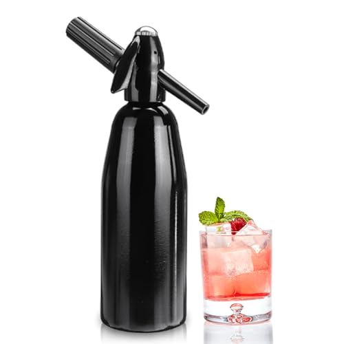 Soda Siphon, 1 l Sodawasser Sprudelgerät, Selterswassergerät, tragbarer Mini Soda Maker aus Aluminium mit Druckregler für Säfte, Getränke und Cocktails