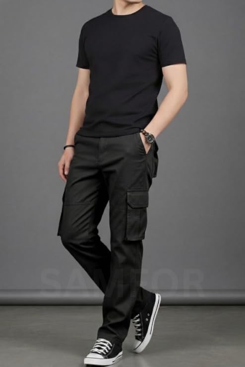 Image of Samfor Cargo Pant for Men - Cotton Cargo for man, Multi-Pocket Design for Outdoor, Work Wear & Casual Trouser