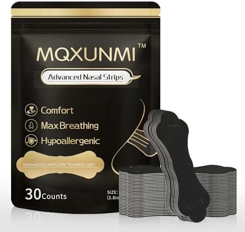 MQXUNMI Nasal Strips for Snoring– 30 Count, Boost Airflow for Better Sleep, Sports Performance – Hypoallergenic Latex-Free Nasal Strip, Nose Strips for Sleep, Running & Hiking