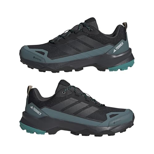 Adidas Uomo Terrex Skychaser AX5 Gore-Tex Hiking Shoes, Core Black/Carbon/Pure Teal, 42 2/3 Eu - 7