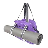 AGRYMER Sacs de Tapis Yoga Sacs Fourre-Tout avec Sangle Tapis de Yoga, Poche pour Bouteille/Grande Poche Ouverte et Poches Zippées pour Gym Sports Beach (Violet)
