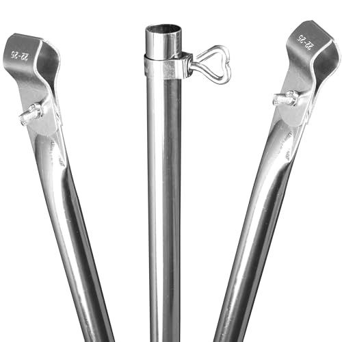 2 STÜCK - Stahl Zeltstange - mit 2X Klemmen - teleskopierbar 210-290cm - 22/19mm - 3 Teile Verandastange leicht stabil - Ersatz Gestänge Zelt Vorzelt Camping Zubehör Teleskopstange Dachauflagestange