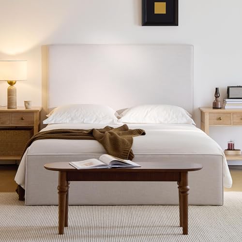 NTYUNRR King Size Upholstered Bed Frame, 52" High Headboard Wingback