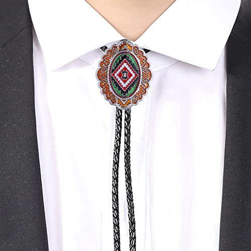 Amadw Bolo Tie Vintage American Western Cowboy Southwest Totem Genunie Leather Bolo Tie For Men Women, Gold, 2.17 X 1.77 Inch #TOP5