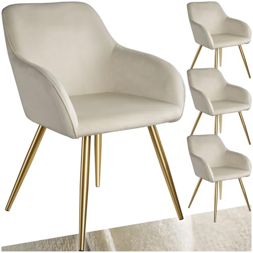 tectake® Set 4 Sedie Sala da Pranzo Effetto Velluto, Sedie