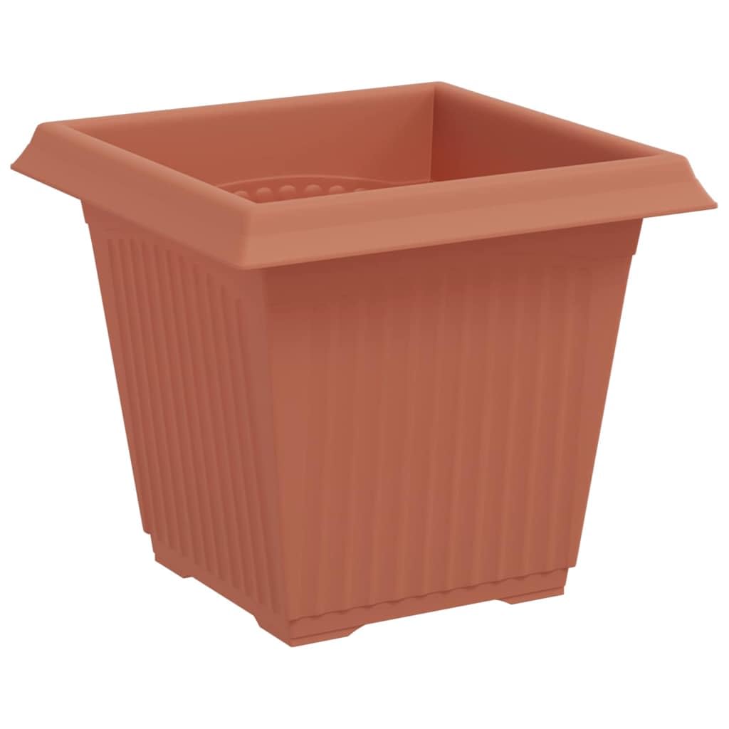 Quadratischer Blumentopf Ziegelrot aus Kunststoff 16 x 16 x 14 cm 24 Stück mit Entwässerungslöchern für Garten Balkon Terrasse Indoor Outdoor Pflanzgefäß Deko