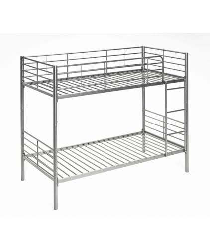 Befara ETAGENBETT TEILBAR Twins - Weiss - 80 x 180 Praktisches und Robustes Metall-Etagenbett. In 2 Einzelbetten teilbar. Leiter inklusive. Komplettes Geländer.