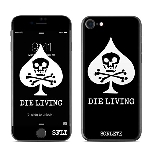 SOFLETE Die Living Black Protector Skin Sticker Compatible with Apple iPhone 7 - Ultra Thin Protective Vinyl Decal Wrap Cover