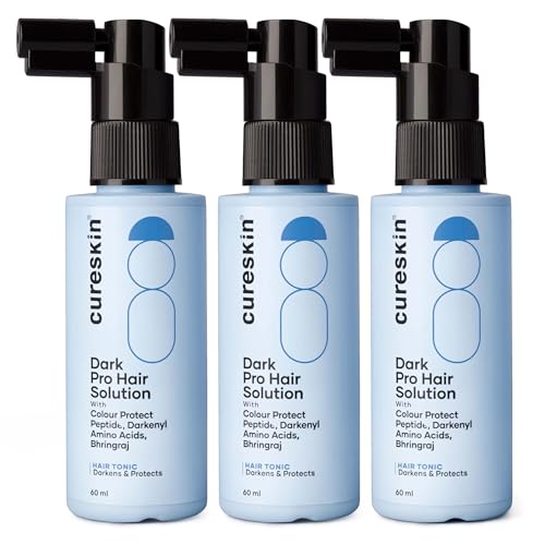 Cureskin Anti Grey Hair Serum | Gradually Reduces Gray Hair on Head & Beard Without Dye | Restores Hair Colour with Peptide-52, Acetyl Tyrosine & Larix Extract | Peroxide & Ammonia Free (3 Months)