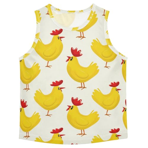 J JOYSAY Cartoon Rooster Beige Boys Tank Top Sleeveless Muscle Shirts Quick Dry Kids T-Shirts 3-15T