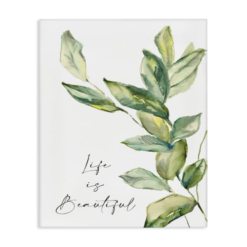 Stupell Industries 'Life Is Beautiful Botanical Leaf Sprout'| Canvas Art