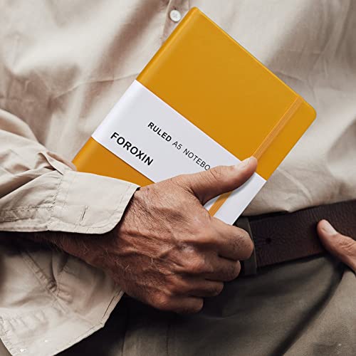 Carnet de notes en cuir rigide jaune, papier 80g de haute qualité