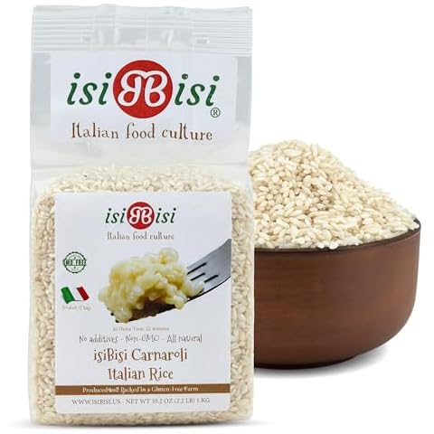 isiBisi Gluten Free Authentic Italian Carnaroli Rice for Risotto – 2.2 LB Italian Long Grain White Rice – Vacuum-Sealed, Easy to Cook, Made in Italy (1 Pack) Cover